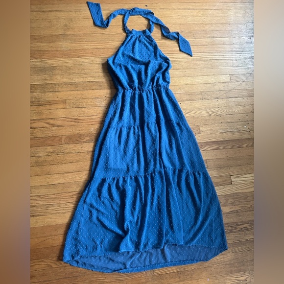 Chic Blue Halter Maxi Dress Size S - Picture 1 of 9